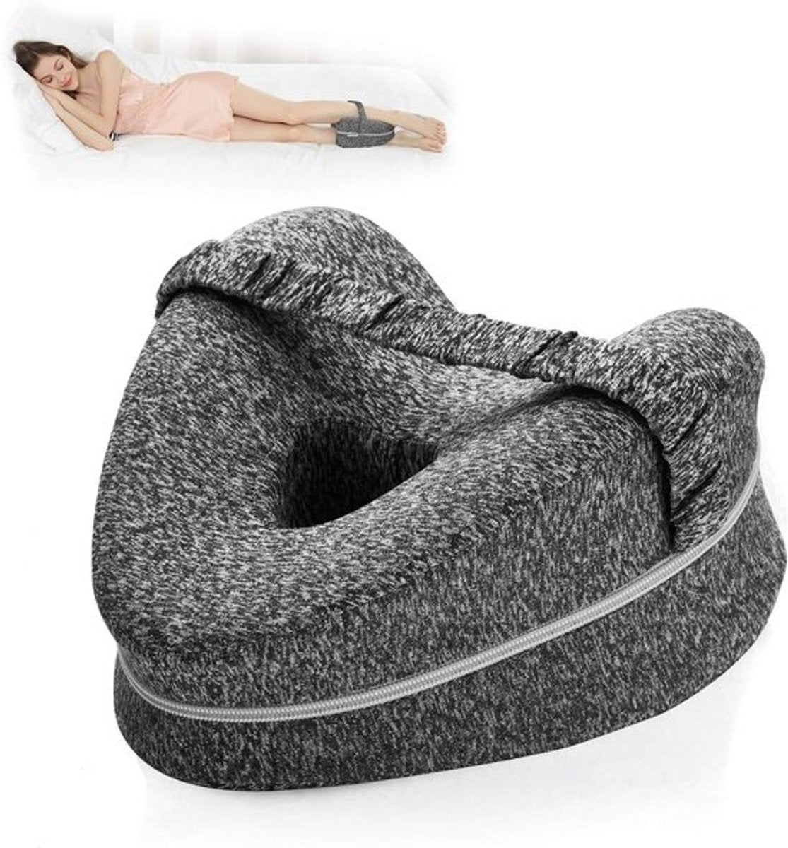 Orthopedic Knee Pillow - Knee Pillow for Bed - Ergonomic Leg Pillow - Side Sleeper Pillow - Knee Pillow for Side Sleepers - Lap Pillow - With Elastic Band - Posture Correction - Relieve Back Pain/Hip Complaints/Osteoarthritis - Heart Shape - Memory Foam G