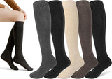Pairs Women's Cotton Knee Socks - Moisture-Wicking - Winter Knee Socks Warm Long Boots - Seamless - Warm Knee Socks - Women's Warm Socks - Comfortable Compression Socks - Prevent Painful Legs and Feet - One Size 5 Colors