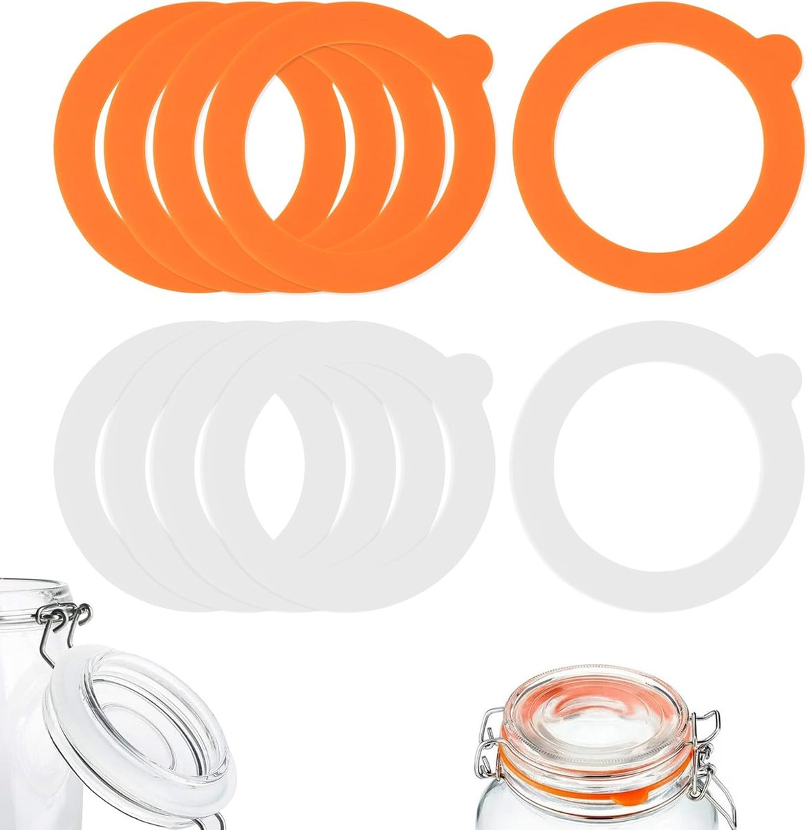 Canning Rings - Silicone Rings, Dye-Free Gasket - Gasket 16 Pieces - 70 mm x 95 mm x 2.2 mm - Rubber Canning Jar Rings - Standard Size For Fido Canning Jars, among others - Reusable - Replacement Canning Rings - Replacement Rubber Gaskets