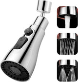 Faucet Attachment - 360 Degree Rotation - Kitchen Tap G1/2 - 3 Positions - Faucet Head - Washing Up - Kitchen Faucet - Water Saving - Flexible Faucet Head - Extension - Faucet Parts - Rotating Faucet Hose - Faucet Nozzle - Silver - For Bathroom Washbasin