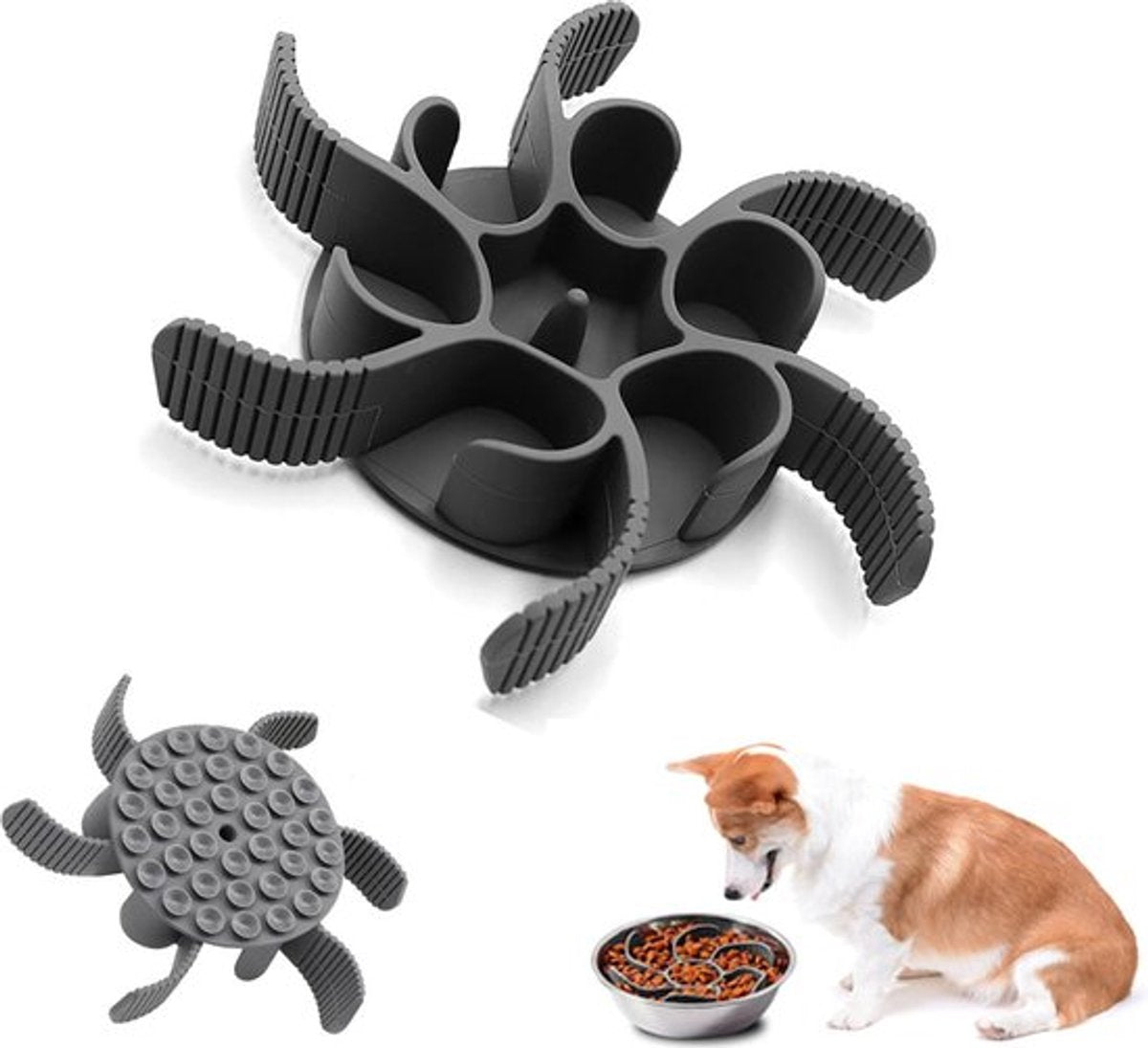 Anti-Gulp Bowl for Dogs and Cats - Anti-Gulp Dog Food Bowl - Slow Feeder - Slow Bowl Eat Slow - Anti-Gulp Feeding Mat - Dog Bowl - Dog Food Bowl - Dog Food - Dogs - Pet Food Bowl - Healthy Food for Small to Large Dogs - Black