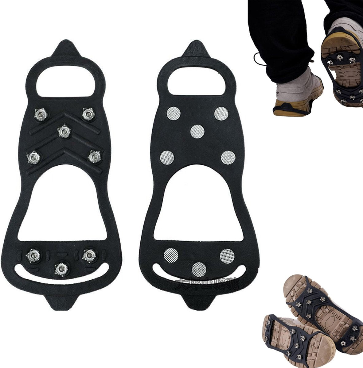 Shoe Covers - Crampons - Anti-slip - Crampons for Hiking Boots - Shoe Spikes - Crampons - For Women or Men - Black - Size 41-46