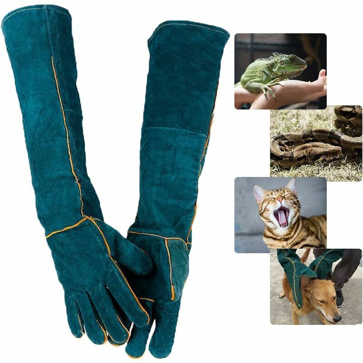 Pet Protection Gloves - Anti-bite - Abrasion-resistant - Insulated - Anti-scratch - Thickened - Anti-slip - Supple Leather - Pet Glove - 60cm - Heavy Duty Glove - Work Glove - Five-finger Gloves - Welding Gloves