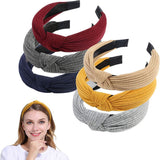 Women's Headbands - Set of 6 Pieces - Headband - Knot Cross Knitted Headbands - Adult Headbands - Sports Yoga Headbands - Mixed 6 Colors - Elastic - Lightweight - Women - Girls - Athletic - Gym - Dance - Yoga - Hair Accessories
