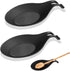 2 Pieces Matte Black Spoon Holder - Kitchen Home Spoon Holder - Silicone Spoon Holder - for kitchen, home, dining room, cutlery storage - Dishwasher safe (Black - 20 cm)