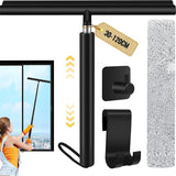 Extendable Shower Squeegee - Up to 120 CM - With Hanging Hook and Squeegee Cloth - Floor Squeegee / Window Squeegee with Long Handle - Shower and Bathroom Squeegee - For Windows, Mirrors, Bathroom, Smooth Surfaces