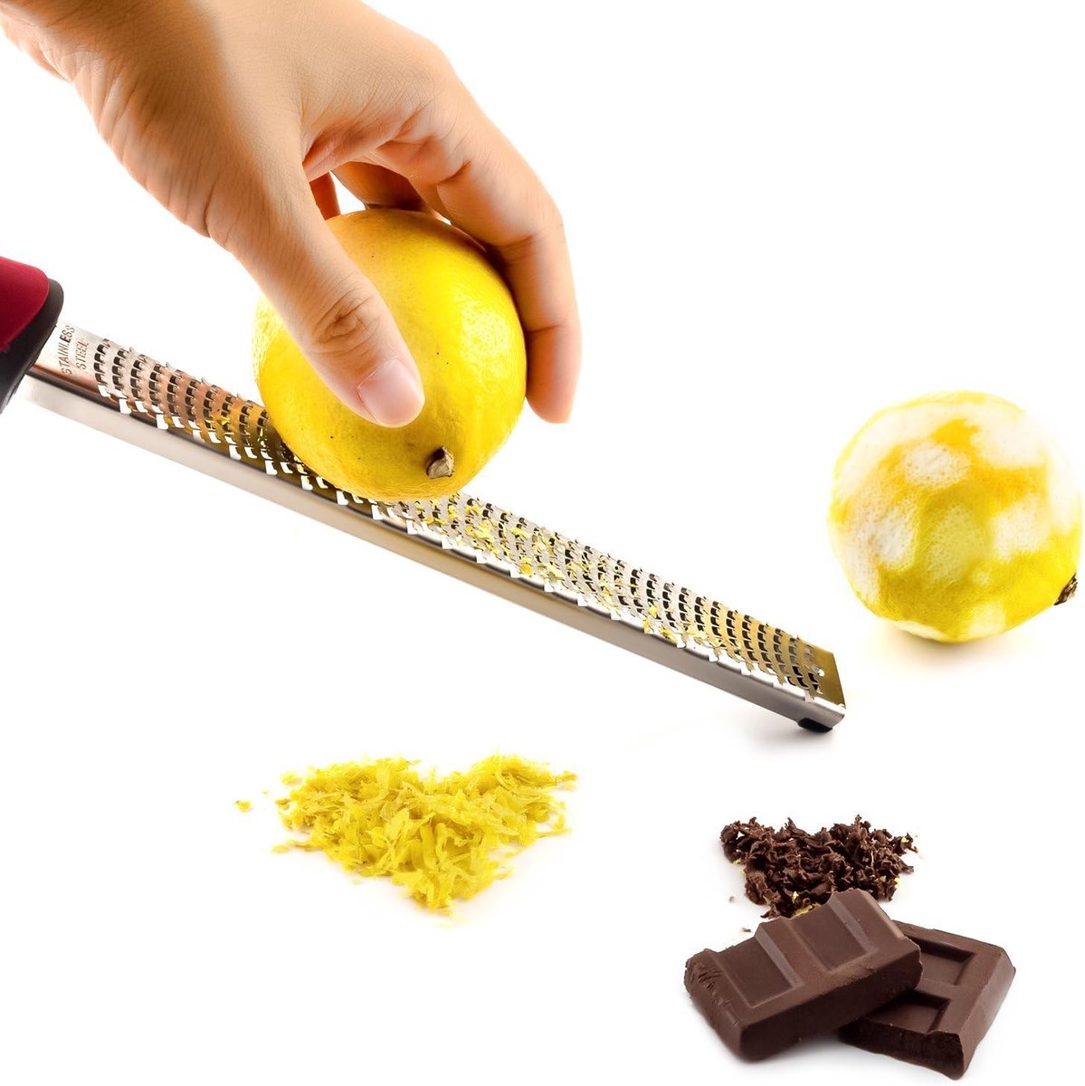 Grater - Professional zester - Fast and efficient Lemon grater - Multifunctional Long hand grater - Cheese grater - Ginger grater - Garlic grater - Narrow long grater - Kitchen grater - ergonomic soft handle - High-quality stainless steel - Black