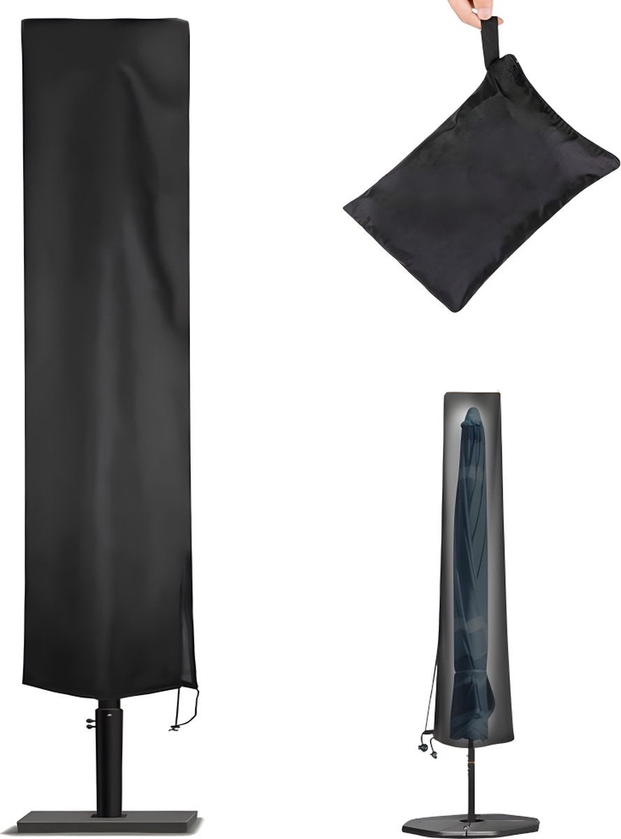 Parasol Cover - 190×50×30cm - Standing Parasol - Sturdy & Durable - Waterproof Parasol Cover 600D - With Zipper, Drawstring and Storage Pouch - Waterproof / Dustproof / Weatherproof - Black - For Cantilever Parasol and Standing Parasol