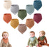 Baby Bibs - Set of 10 - Soft - Washable - Bibs - Drool Bibs - Drool Cloths for Babies and Children - Baby Bibs - Burp Cloths - Baby Neck Scarf - Adjustable Snap Fastener - Perfect for Feeding, Drooling, and Clothing Protection