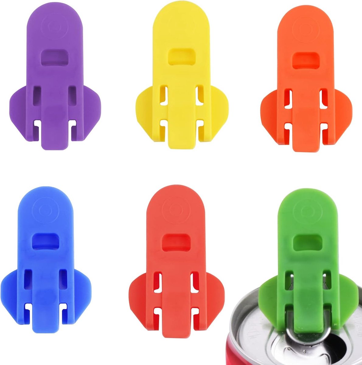 Can Opener - 6 Pieces - Can Opener - Can Opener - Can Opener For Cans - Can Sealer - Drink Can Opener - Can Lock - Aid For Rheumatism - Soft Drink Can Opener - Small Can Sealer - Against Insects And Leaks - 6 Colors