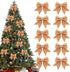 10 Gold Christmas Bows - 12 x 15 cm - Glitter - Christmas Decoration Bows - Christmas Ornaments - Christmas Tree Decoration - Christmas Bows - Christmas Atmosphere - Christmas - For Christmas Party, Christmas Tree, Indoors, Crafts