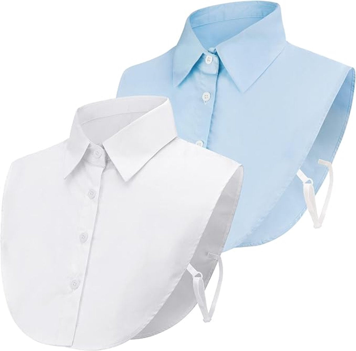 Set of 2 Women's Shirt Collars - Detachable Pointed Collar Basic - Collars for Women - Detachable Women's Collars to Wear Undergarments - Shirt Collar - Shirt Collar - Faux Detachable Collar - Shirt Replacement - One Size Adjustable - Blue and White