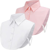 Set of 2 Women's Shirt Collars - Detachable Pointed Collar Basic - Collars for Women - Detachable Women's Collars to Wear Undergarments - Shirt Collar - Shirt Collar - Faux Detachable Collar - Shirt Replacement - One Size Adjustable - Pink and White