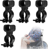 Cane Holder - Crutch Holder - 4 Pieces - For Mobility Scooter Wheelchair Bicycle Rollator - Crutch Holder - Stick Holder - Walking Stick Holder - Universal Crutch Cane Bracket - For Crutches For Mobility Scooter, Assisted Rollator, Wheelchair, Electric Sc