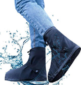 Waterproof Shoe Covers - Rain Shoe Covers - With Zipper, Drawstring and Snap - Waterproof Shoe Protectors - Motorcycle Scooter Bicycle Shoe Cover - Shoe Rain Cover - Shoe Cover - Shoe Covers - Anti-Slip - Size L 40-42 - Black - Reusable