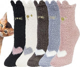 Warm Winter Socks Ladies - Set of 5 Pairs - Ladies Plush Socks - Women's Socks - House Socks - Sleep Socks - Fluffy Socks - Cat Claw - Cute Animal Socks - Birthday - Mother's Day - Gift for Woman - Thick/ Warming/ Comfortable - Christmas Gift