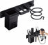 Hair Dryer Holder - With Storage Trays - Hair Dryer Holder - Hair Dryer Wall Bracket - Wall Mount - Universal - Hair Dryer Holder - Aluminum - Includes Mounting Material - Organizer For Your Hair Dryer And Straightener - Bathroom Accessories - Black