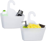 Hanging Shower Baskets Set of 2 - Hangable Shower Rod Basket Rack with Hook - Hanging Bathroom / Shower Basket Bathroom Basket Shampoo Holder with Hanging Hook - Hang Shower Basket Without Drilling and Screwing - White