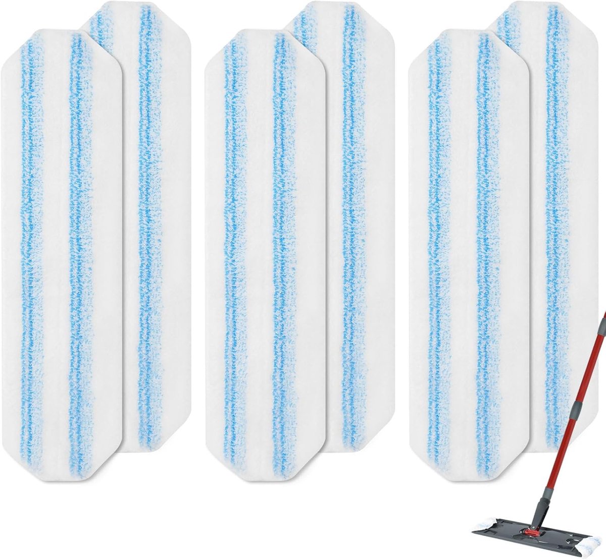 6-Pack - Microfiber mop pad replacement suitable for O Cedar H2pro mop system - Mop head replacement suitable for O-Cedar/Vileda H2pro - Machine washable, Reusable pad replacement - For Deep Cleaning