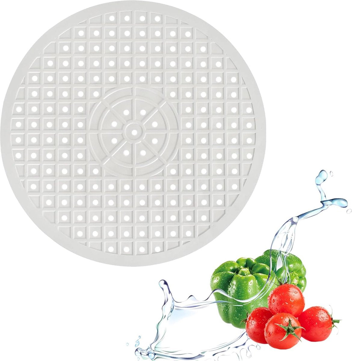 Sink Mat - ø 31 Cm - Sink Mats - For Sink - Round Sink Mat - Washbasin Mat - White Round Rubber Sink Mat - Tpr Material - Rubber Countertop Mat Sink - For Kitchen Sink Floor, Cutlery And Glassware - Washbasin Mat - White - 1 Piece