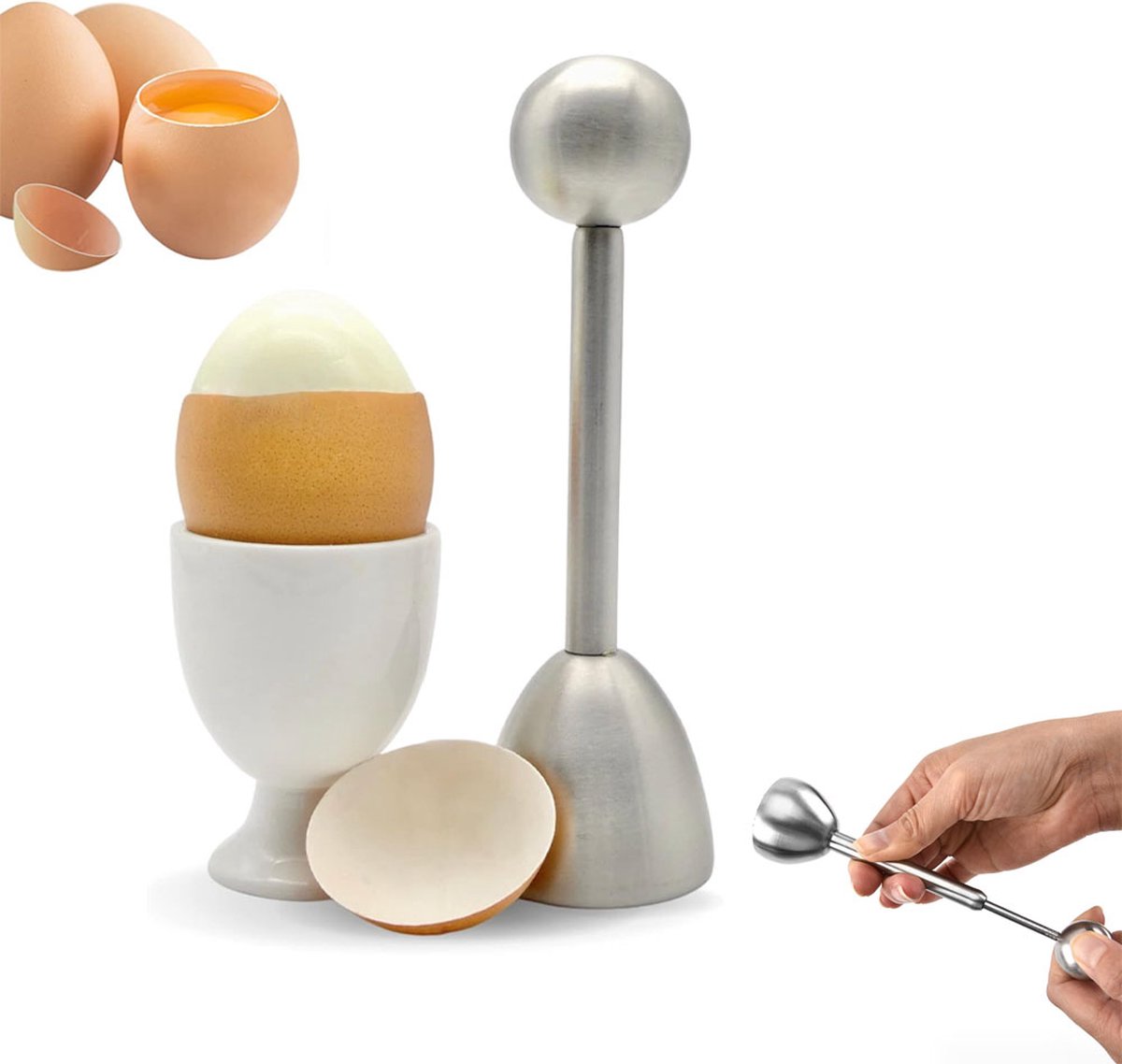 Eggshell Cutter - Stainless Steel - Egg Cutters - Eggshell Opener - Egg Decapitator - Egg Topper - Egg Unchopper - Egg Slicer - Kitchen Utensils - Silver - 1 Piece - Dishwasher Safe