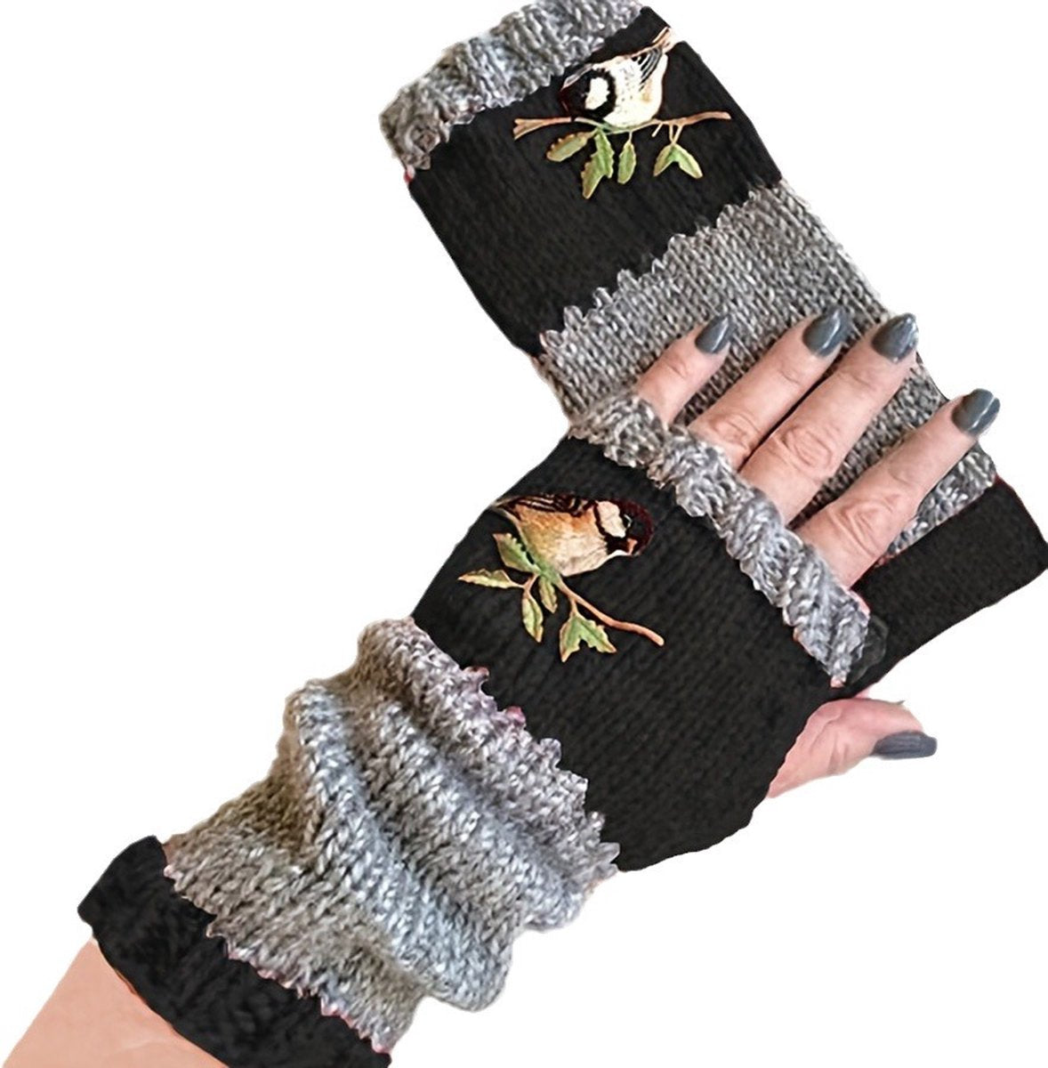 Wrist Warmers - Knitted Women's Fingerless Gloves - Wrist Warmers - Long Knitted Wrist Warmers - Fingerless Gloves - Gloves for Autumn & Winter - Black - 1 Pair - One Size