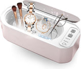 Ultrasonic Cleaner - 15 W - 360º - 50000 Hz - Cleaning Device for Glasses and Jewelry - USB Charging - For Cleaning Jewelry, Watches, Glasses, Rings, Necklaces, Razor Blades, Dentures, Tableware - White - 1 Piece