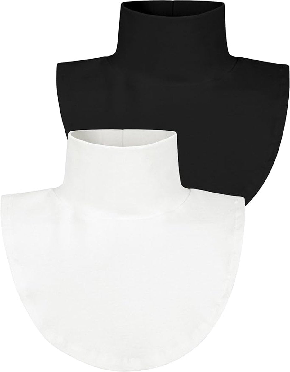 2 Pieces Faux Turtleneck Sweater Women - Windproof & Warm - Patch Turtleneck - Collars for Women - Faux Longneck Sweater - Faux Turtleneck - Fake Turtleneck - Turtleneck Collar - Turtleneck - One Size - Black and White - Women's Collar to Wear Under Somet