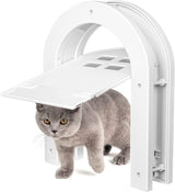 Cat flap - Cat flaps - Cat flap with tunnel - Small cat flap - Cat door - White - Magnetic closure - Waterproof - Suitable for medium & small cats - Indoor & outdoor doors - Size M