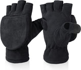 Fingerless Knitted Gloves with Hood - Winter Gloves - , Fingerless Polar Fleece Gloves - Fingerless Warm Gloves - Windproof Gloves with Flip Cover for Men and Women - 1 Pair