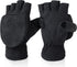 Fingerless Knitted Gloves with Hood - Winter Gloves - , Fingerless Polar Fleece Gloves - Fingerless Warm Gloves - Windproof Gloves with Flip Cover for Men and Women - 1 Pair