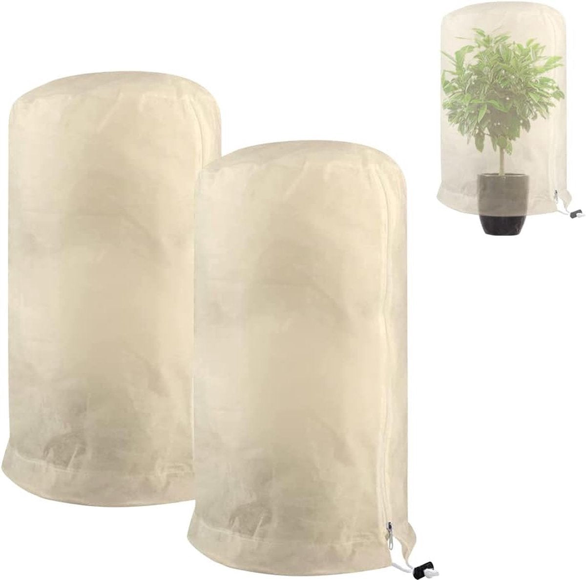 Frost Protection Plant Cover - 2 Pieces - Plant Cover - Frost Non-Woven Fabric - Plant Protective Covers - Plant Protection - Winter Protective Cover Tree/Plant - 60x80cm - Frost Protection Cover Plants - Winter Cover - Durable - Zipper - UV Permeable