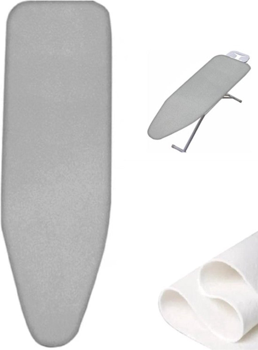 Ironing Board Cover - Ironing Board Cover - Universal - 130x48 Cm - For Steam Iron - Ironing Board Cover For Steam Ironing Station - Suitable For Ironing Board 120x38cm - Silver Grey - 1 Piece
