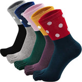 Toe Socks 5 Pairs - Toe Socks - Women's - Cotton - Yoga Socks - Smooth Toe Seam - Runner Toe Socks - Flip-flop Socks - Toe Socks - Toe Socks - Toesocks - Ladies - Antibacterial - Breathable - Comfortable Socks