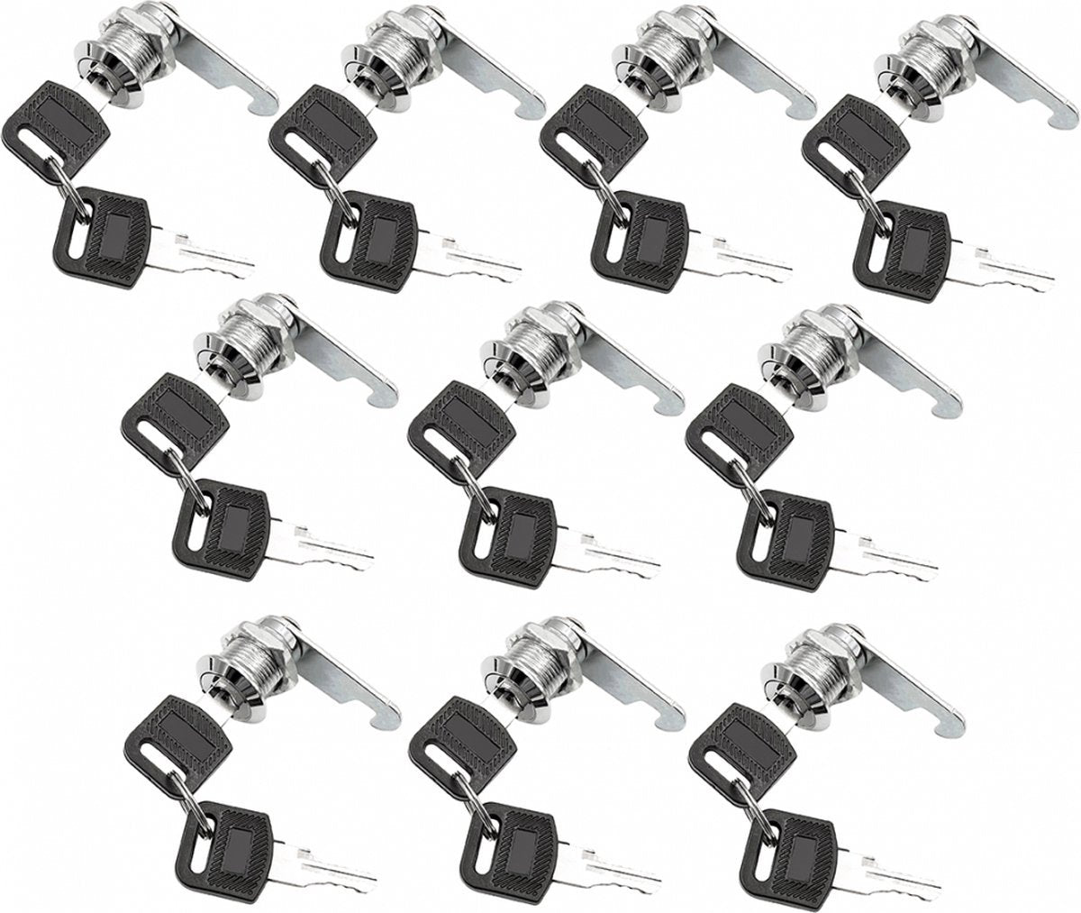 Tilt Lock - 10 Pieces - Locker Lock - Letterbox Lock - 16 mm - Includes 20 Keys - Furniture Lock - Drawer Lock - Small Lock with Keys - Sturdy Letterbox Lock - Protect Your Privacy - 10-Piece Value Set