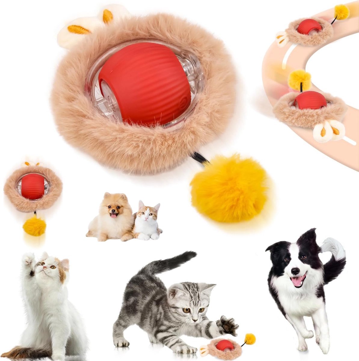 Electric Cat Ball Toy - Interactive Cat Toy - Automatic Rolling Smart Cat Toy for Cats - Dog Toys - Interactive Cat Play Ball - Pet Toys - Fast Rolling on Carpet, for Interactive Indoor Play