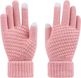 Women's Gloves - Glove - Touchscreen Gloves - Men's Gloves - Warm Gloves - Winter Gloves - Full Finger Knitted Gloves - Windproof Gloves - Splashproof Gloves - Thick - One Size - Pink