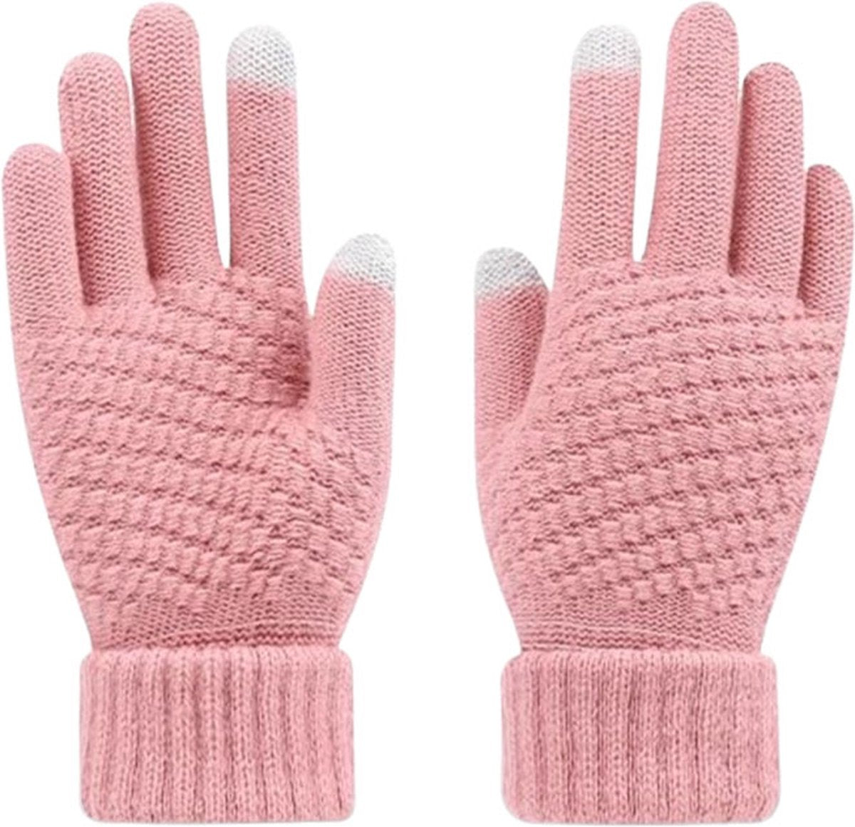 Women's Gloves - Glove - Touchscreen Gloves - Men's Gloves - Warm Gloves - Winter Gloves - Full Finger Knitted Gloves - Windproof Gloves - Splashproof Gloves - Thick - One Size - Pink