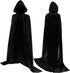 Luxury Black Hooded Coat - 170cm / XXL - Carnival Halloween Costume - Black Velour Coat - Hat - Adults - Dress Up - Costume Cape - Gothic - Fantasy - Halloween Suit - Carnival Clothing - Women and Men