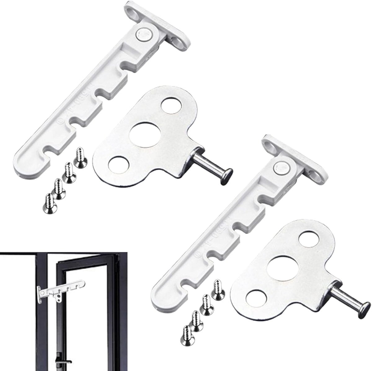 Pieces Window Stopper - Window Limiter - Window Stay - Window Security - Window Tilt Regulator for Adjusting the Window Opening - For Every Window - Window Stay - White - Including Installation Material