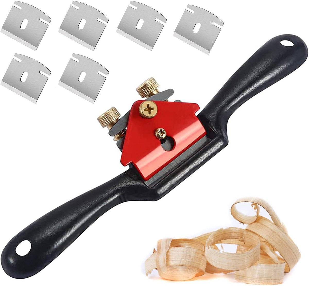 Spoke Plane Flat 210 mm - Spoke Plane - Block Plane - Hand Block Plane - Angle Plane - Hand Planers - Wood Planing - Wood - Woodworking - Edge - Rust-resistant - With 6 Planer Blades - Adjustable Spoke Planer With Screws
