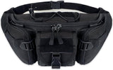 Waist Bag - Nylon Waist Bag - Waterproof - Large Capacity - Crossbody Bag - Multifunctional Sling Bag - Outdoor Anti-Theft - For Sports / Hiking / Cycling / Travel / Fishing - Phone Pouch - Black - Durable - Multiple Compartments