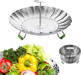 Stainless Steel Steaming Rack - Steamer Basket Pan - Steamer Basket for Vegetables - Vegetable Steamer - Adjustable - Steamer Insert - Steam Flower - Steamer Basket - Foldable Steamer Basket - Dishwasher Safe - Suitable for Vegetables - Suitable for pans 