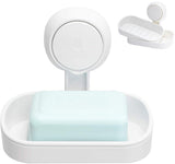 Soap Dish with Suction Cup - Soap Holder - Removable - Bathroom Accessories - 2 Layers - Hanging or Standing - Soap Dish - Soap Holders - Soap - Hanging Soap Holder Without Drilling - Small Soap Dish & Shampoo Bar Holder - Shower - Bathroom - Kitchen - Wh