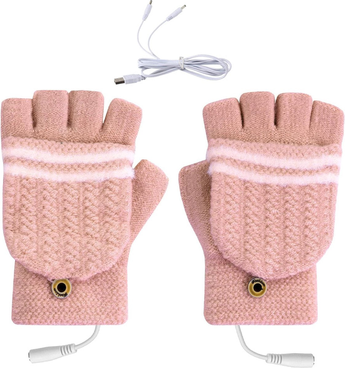 Heated Gloves - USB Heated Mittens - Heated Gloves - Electric Winter Gloves - Knitted Heated Gloves - Waterproof - Windproof - USB Rechargeable - Electrically Heated - One Size - Unisex - Winter Gift - Pink