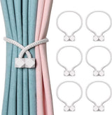 Luxury Curtain Holder - 6 Pieces - Curtain Hook - Magnetic Curtain Cord - Magnetic Curtain Holders - Curtain Tie - Curtain Clamps - Curtain Fixing - Curtain Accessories - Easy to Carry - Grey