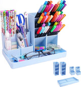 Pen Tray - 13 Compartments - Pen Holder - Desk Organizer - Pen Trays - Desk Organizer - Pen Case - Plastic - Removable - Storage System - Letter Tray - Desk Accessories - Blue