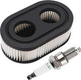 Lawn Mower Air Filter And 1x Spark Plug - Air Filter for Lawn Mowers - Air Filter Cleaner Cartridge - Air Filter Cartridge Replacement for 593260 Walk-Behind Mower, Compatible with Briggs & Stratton Engines 798452 - 593260/798452