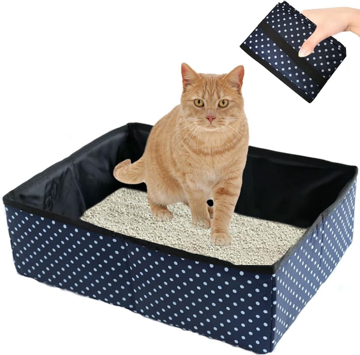 Litter Box - Portable Litter Box - Litter Boxes - 40 x 30 x 13 Cm - Foldable - Travel Litter Box - Waterproof & Non-Slip - Cat Toilet for Going Out - Travel - Durable - Easy to Clean