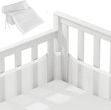 Baby Crib Bumper Set - Set of 2 - Bed Bumper - Bed Side Protectors - Anti-Bump Edge - Breathable Mesh - Baby Safety - Head Protector - Crib Bumper - 320x27cm & 150x27cm - White